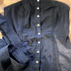 GUESS Strapless Eyelet Tube Top Black Lace Bustier Corset Sexy Blouse Women Cute